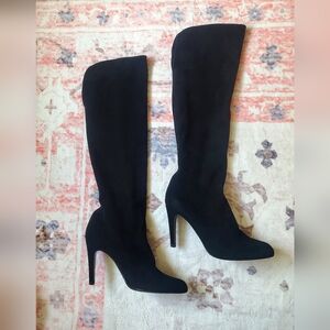 Rene Caovilla Black Suede Knee High Boots